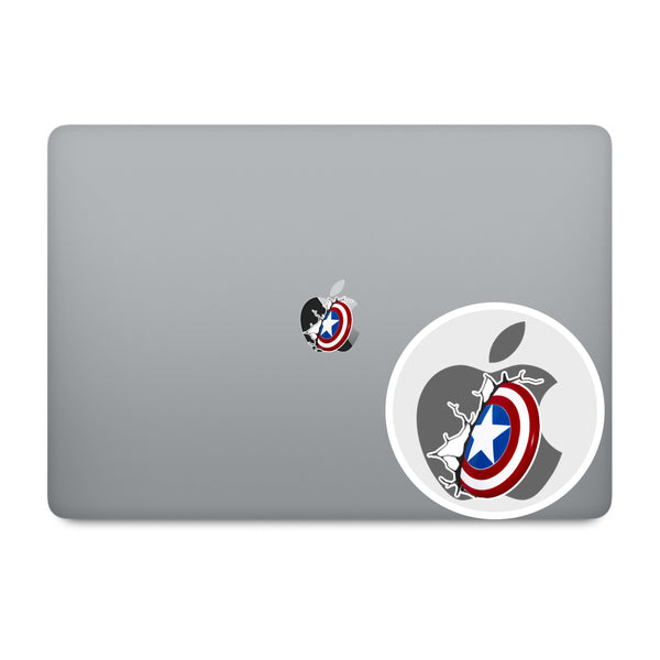 Captain America Shield Apple Logo MacBook Decal
